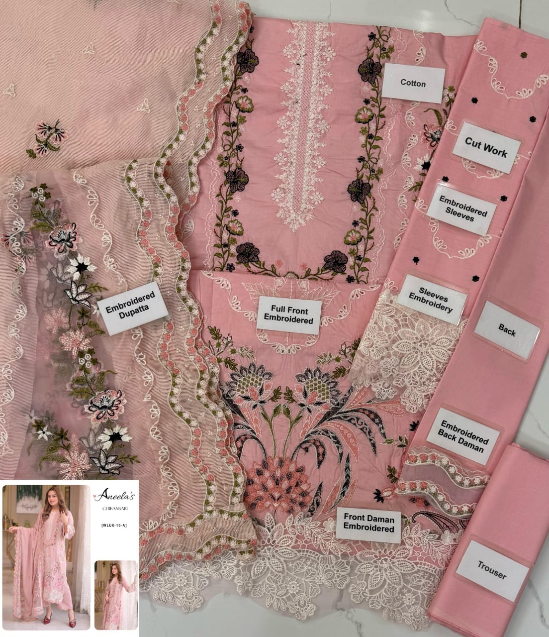 ANEELA WLUX-10A Cotton & Khaddi Net Embroidered Dress Collection