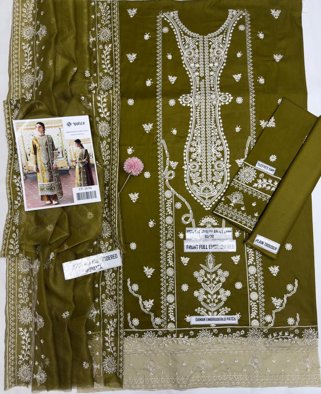 Luxury Embroidered Lawn Dress by Mahnur – Summer Collection