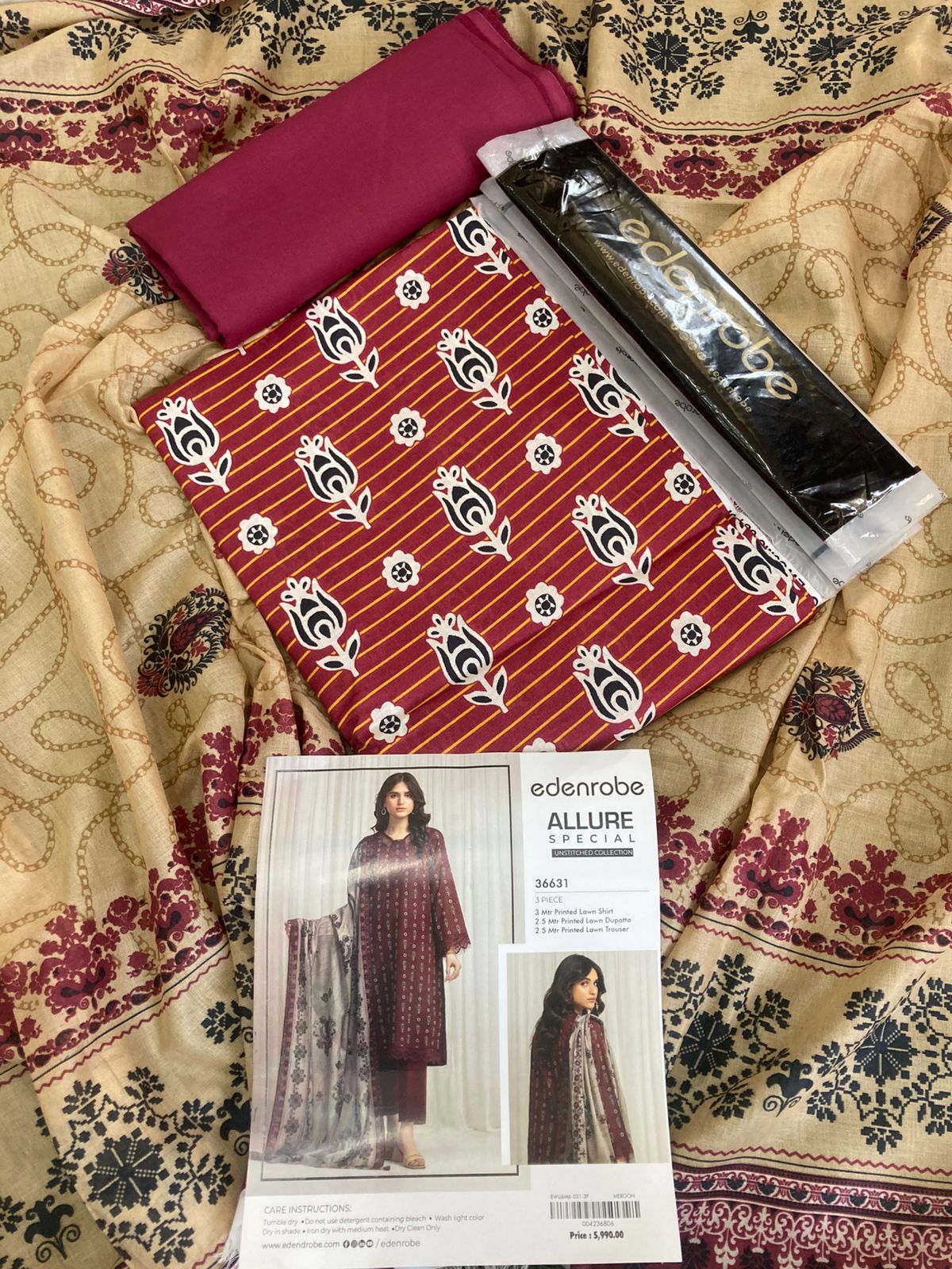 EDENROBE Allure Special – Premium Digital Printed Lawn 3 Piece Suit
