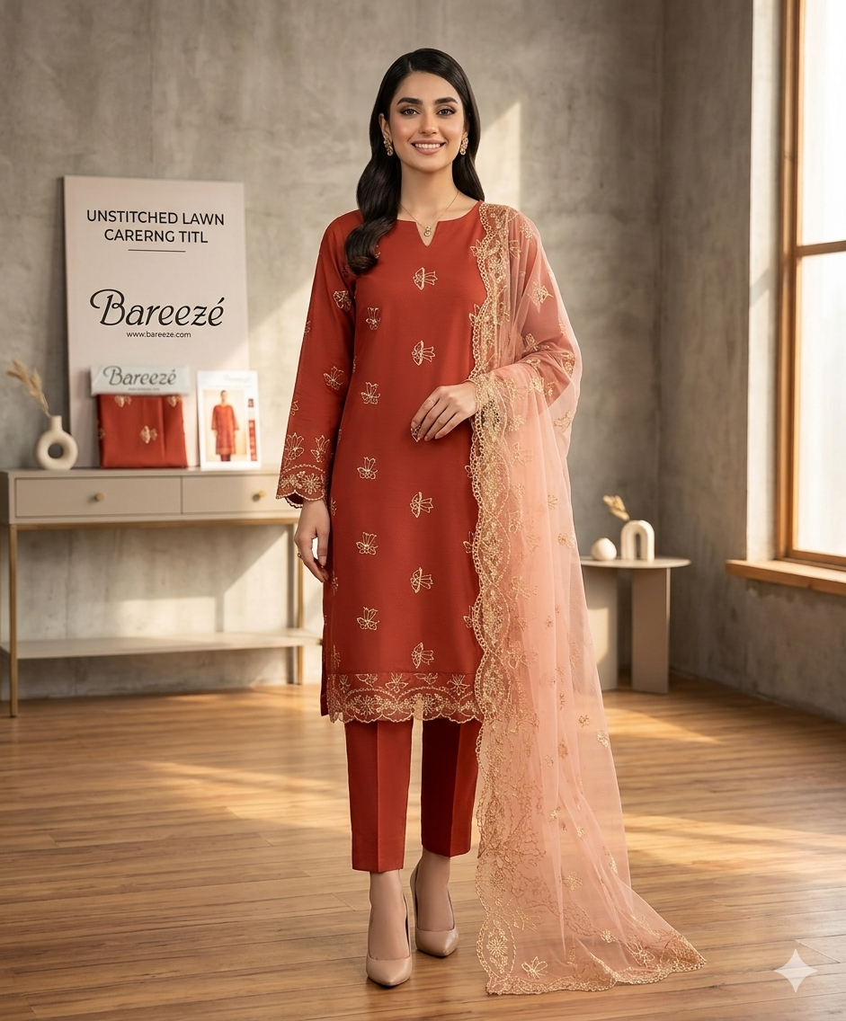 Bareeze Elegant Embroidered Lawn 2 Piece | Soft Summer Collection