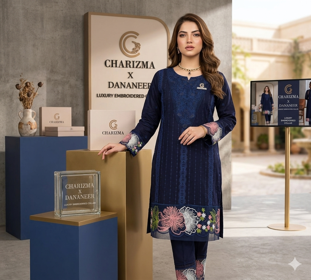Chrizma Luxury Embroidered Lawn 2 Piece Suit | Premium Collection with Embroidery Patches