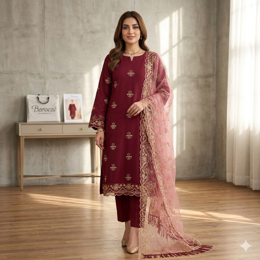 Bareeze Elegant Embroidered Lawn 2 Piece | Soft Summer Collection