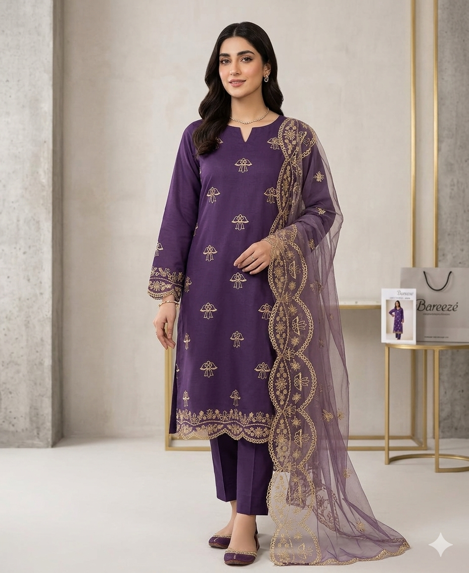 Bareeze Elegant Embroidered Lawn 2 Piece | Soft Summer Collection