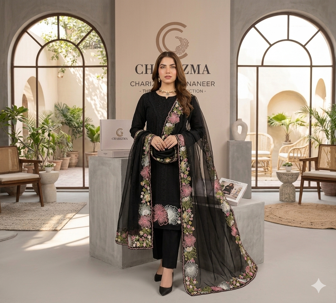 Chrizma Luxury Embroidered Lawn 2 Piece Suit | Premium Collection with Embroidery Patches