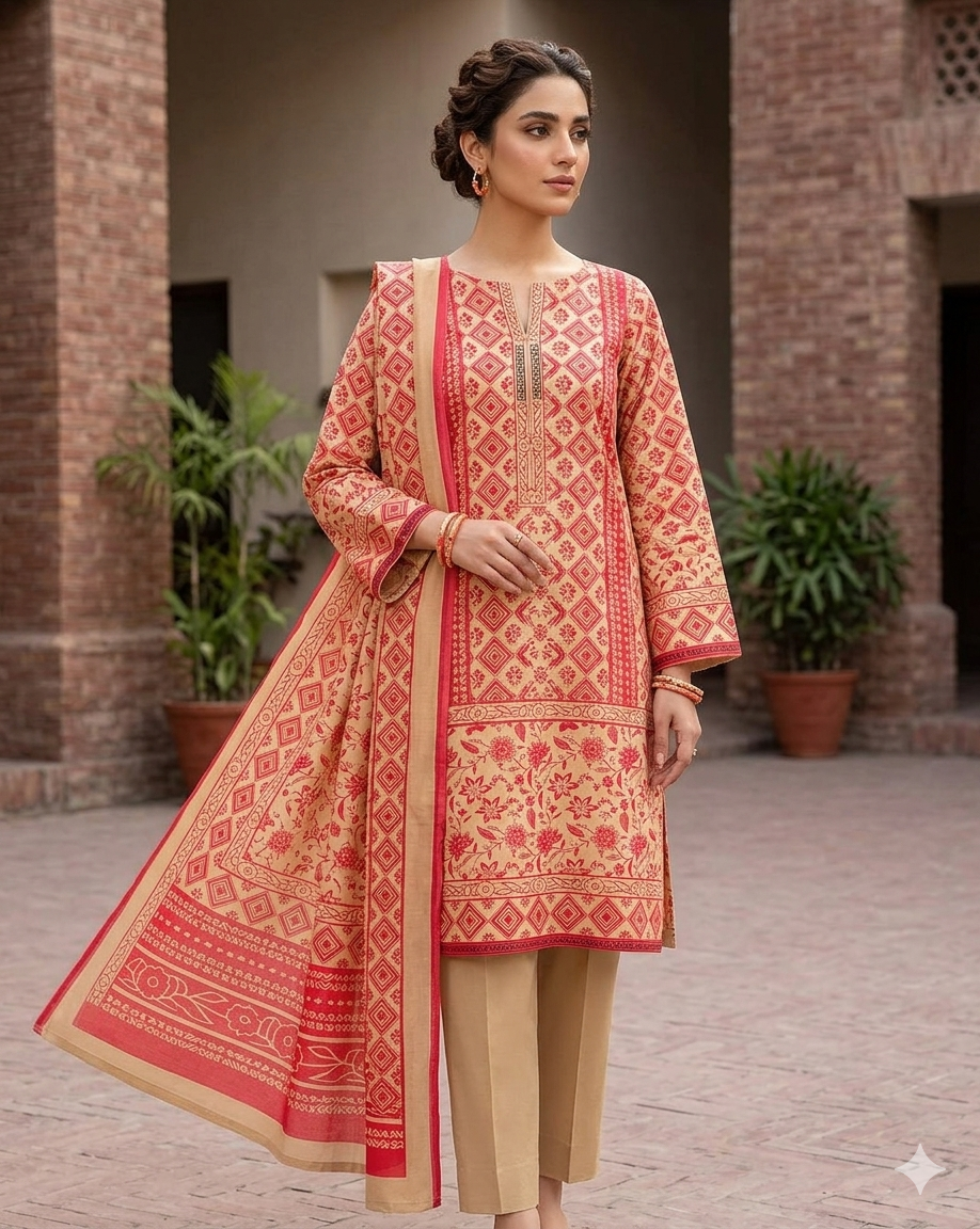 Safina x Regalia Digital Printed Lawn Suit – 3 Piece Collection