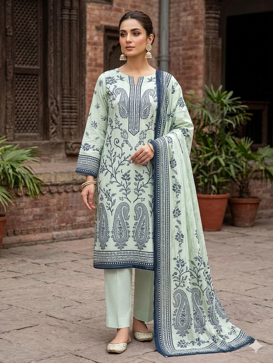 Safina x Regalia Digital Printed Lawn Suit – 3 Piece Collection