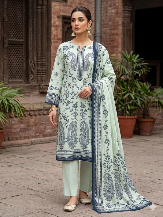 Safina x Regalia Digital Printed Lawn Suit – 3 Piece Collection