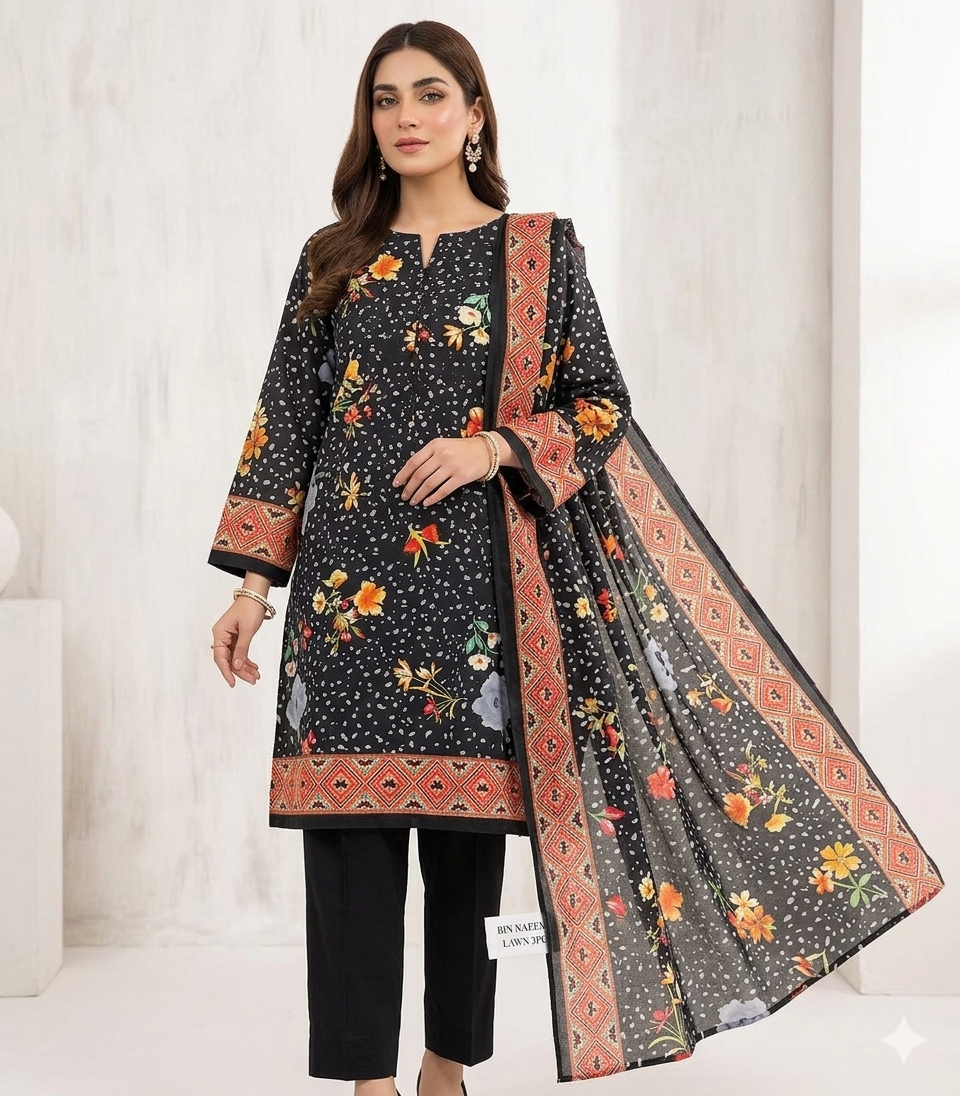 Safina x Regalia Digital Printed Lawn Suit – 3 Piece Collection