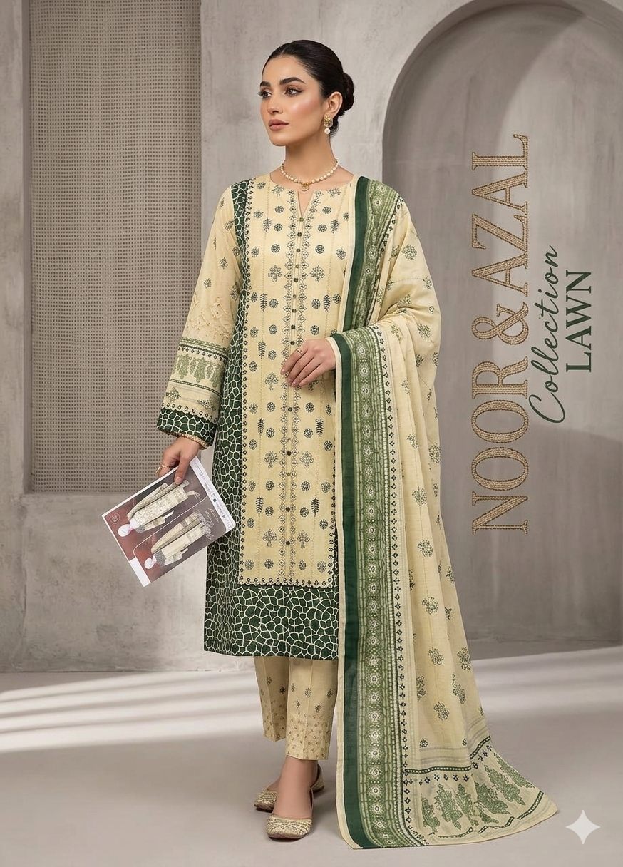Noor-E-Azal Premium Embroidered Lawn Collection