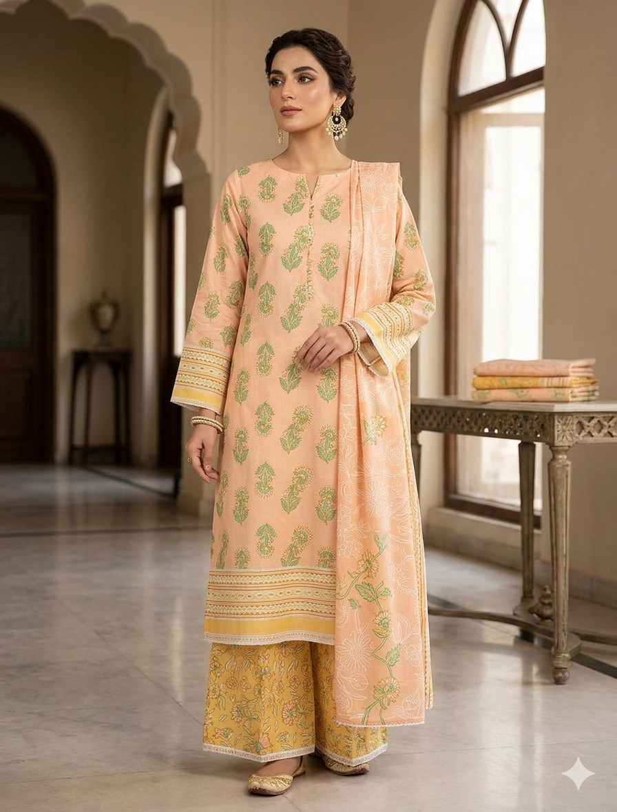 Safina x Regalia Digital Printed Lawn Suit – 3 Piece Collection