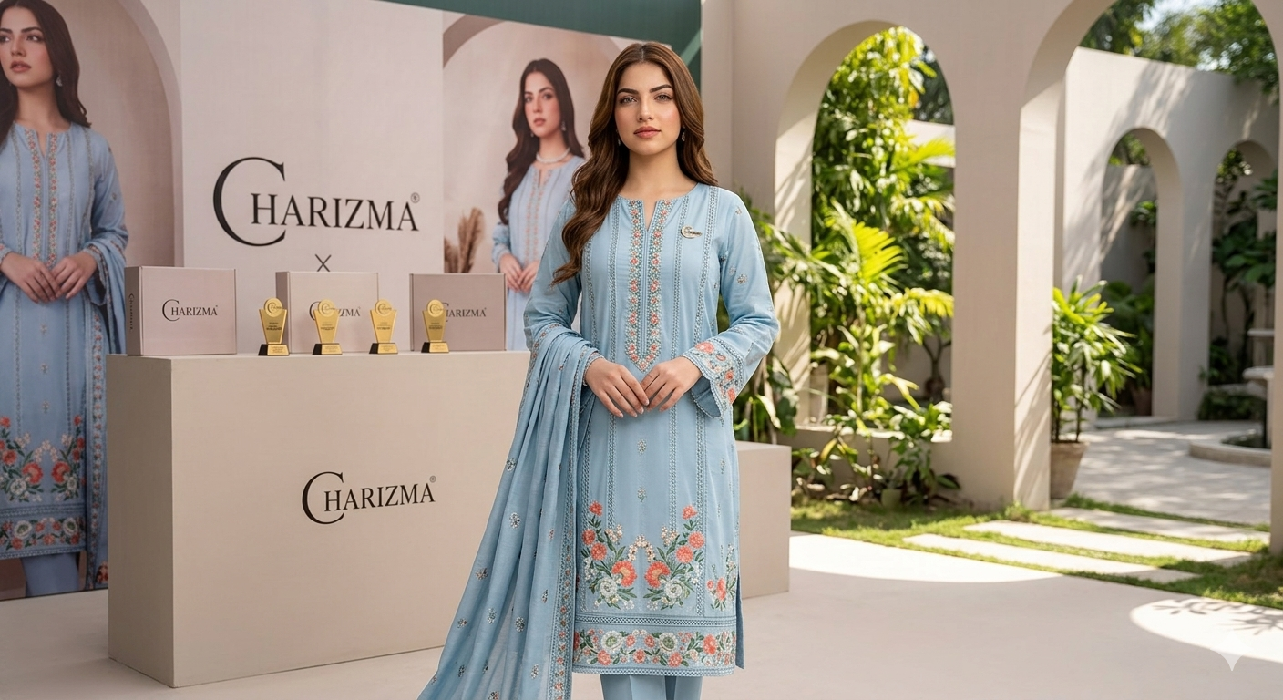 Chrizma Luxury Embroidered Lawn 2 Piece Suit | Premium Collection with Embroidery Patches