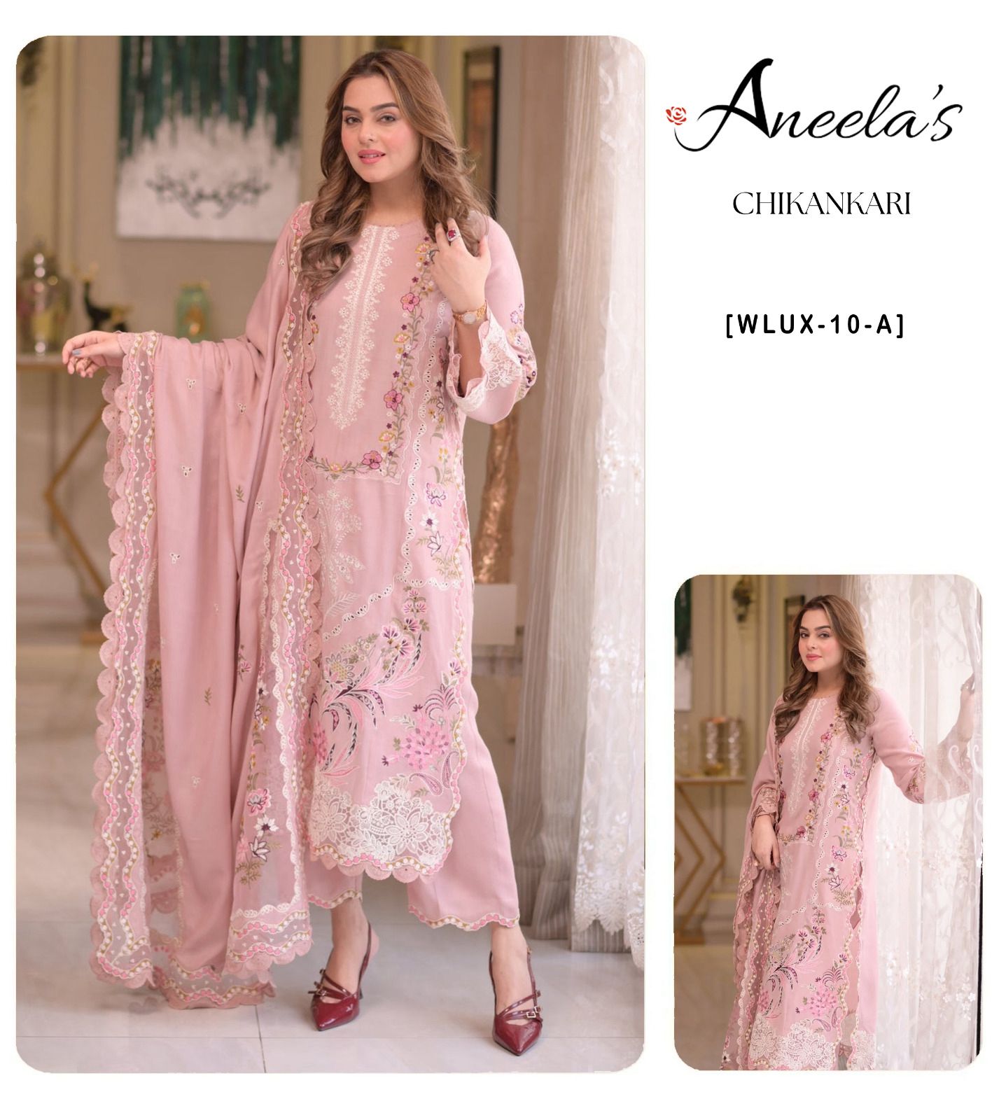 ANEELA WLUX-10A Cotton & Khaddi Net Embroidered Dress Collection