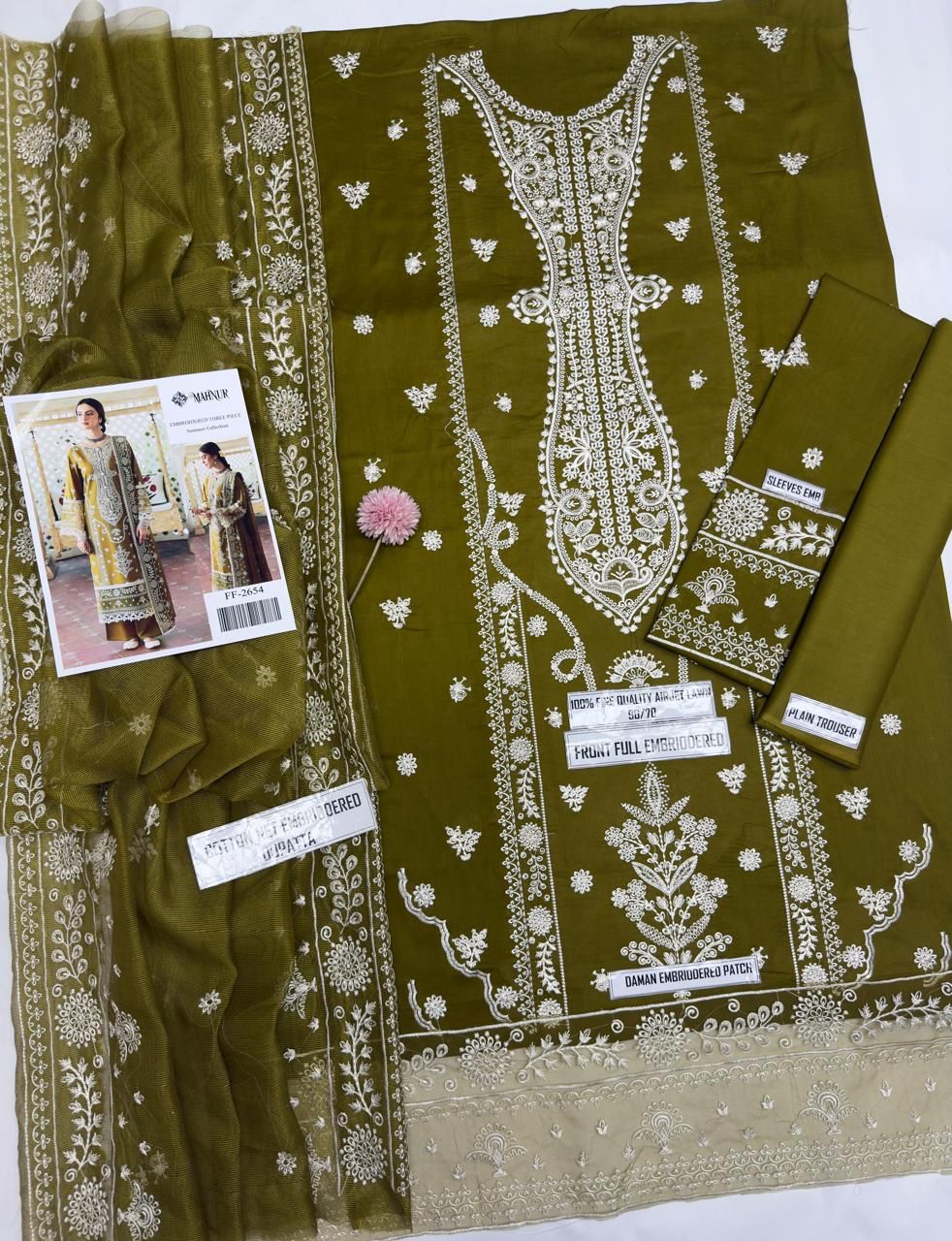 Luxury Embroidered Lawn Dress by Mahnur – Summer Collection
