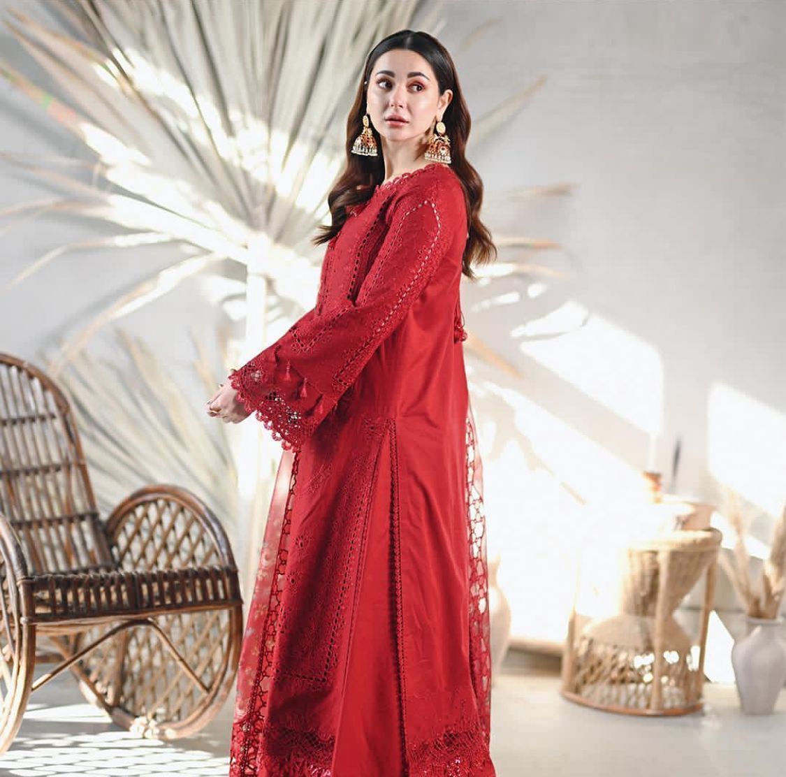 luxury womensDesigner Chikankari Cotton Dress by Qalamkar Luxury Collection