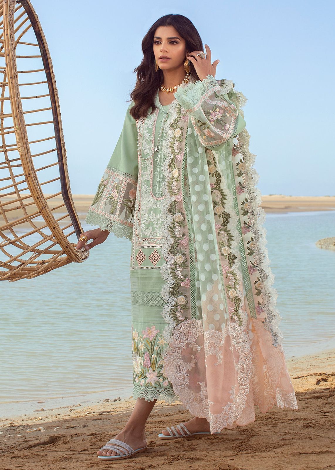 Premium Crimson Lawn Cotton Suit with Jacquard Dupatta for Eid