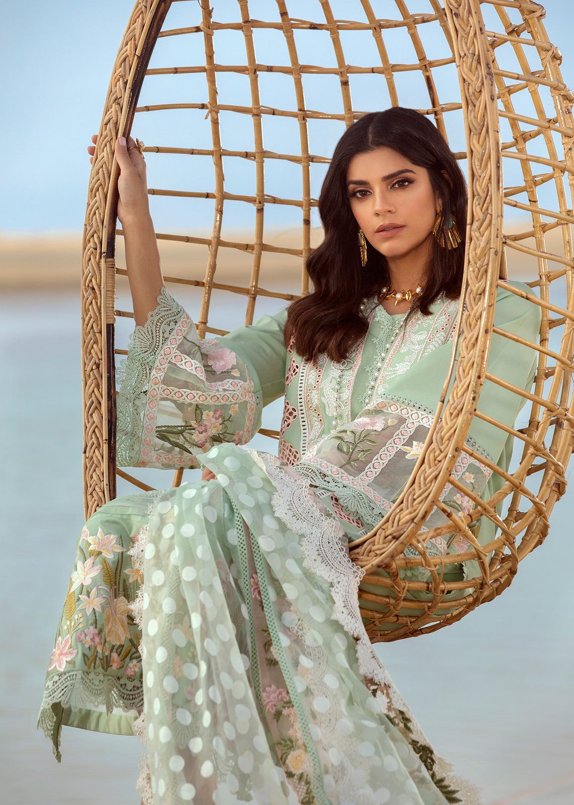 Premium Crimson Lawn Cotton Suit with Jacquard Dupatta for Eid