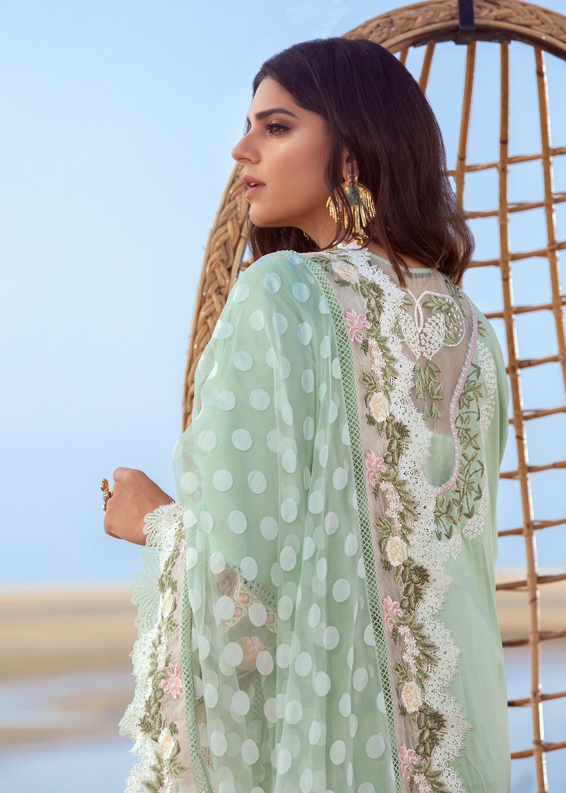 Premium Crimson Lawn Cotton Suit with Jacquard Dupatta for Eid