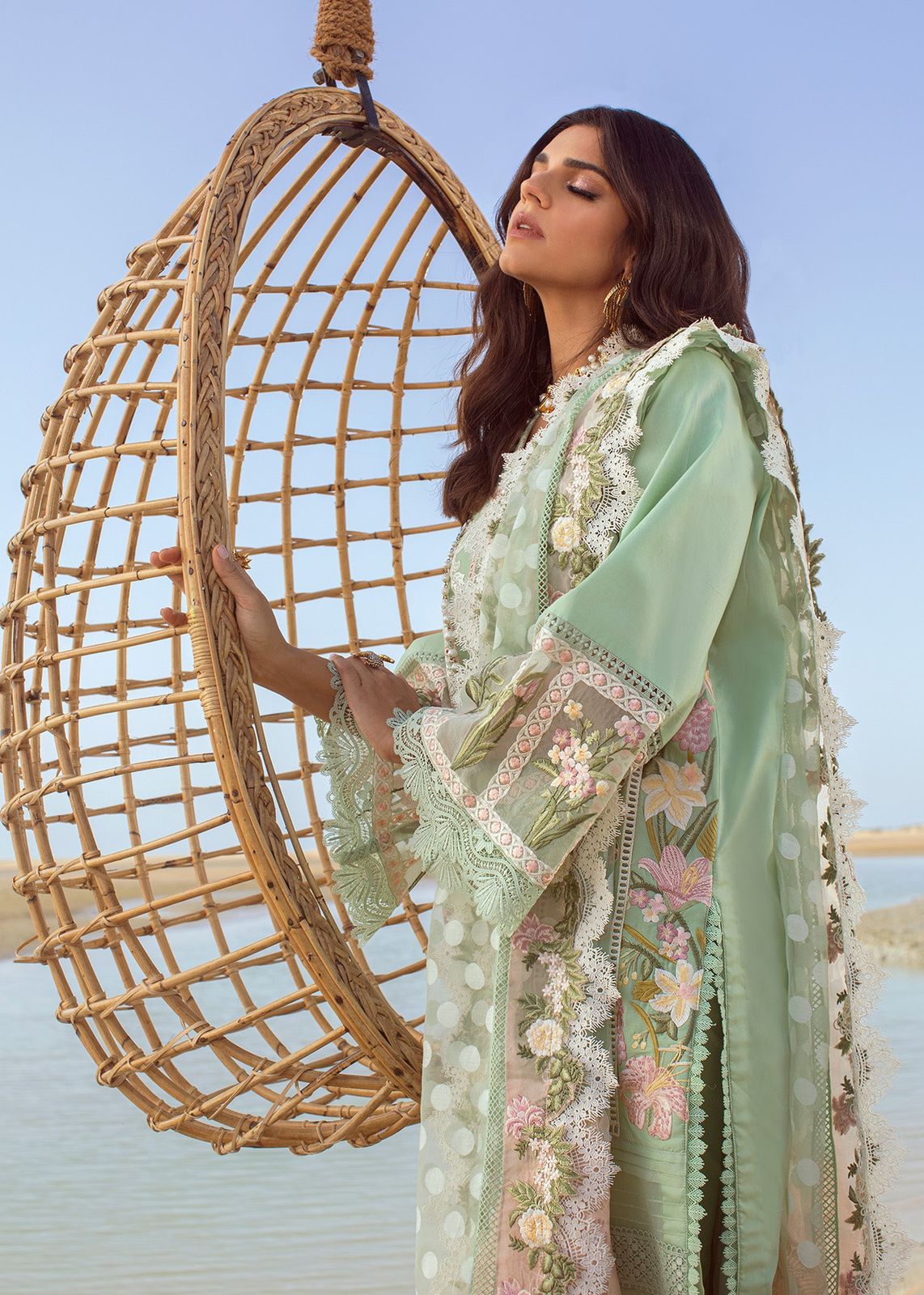 Premium Crimson Lawn Cotton Suit with Jacquard Dupatta for Eid