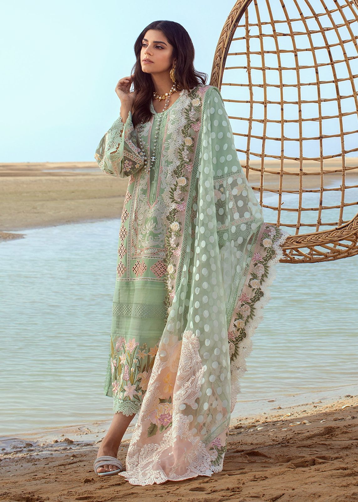 Premium Crimson Lawn Cotton Suit with Jacquard Dupatta for Eid