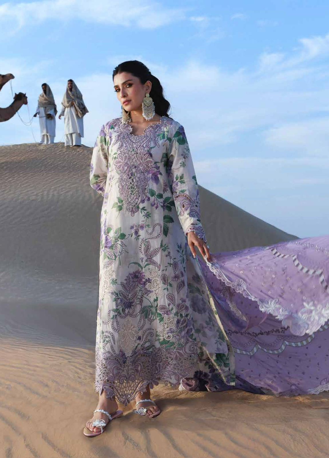 Luxury Printed Lawn Suit by NUREH with Thread & Sequence Work