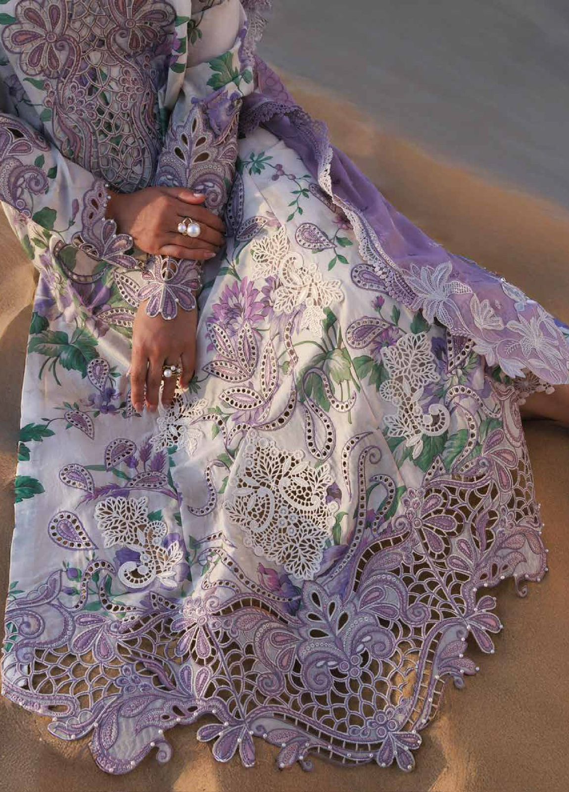 Luxury Printed Lawn Suit by NUREH with Thread & Sequence Work