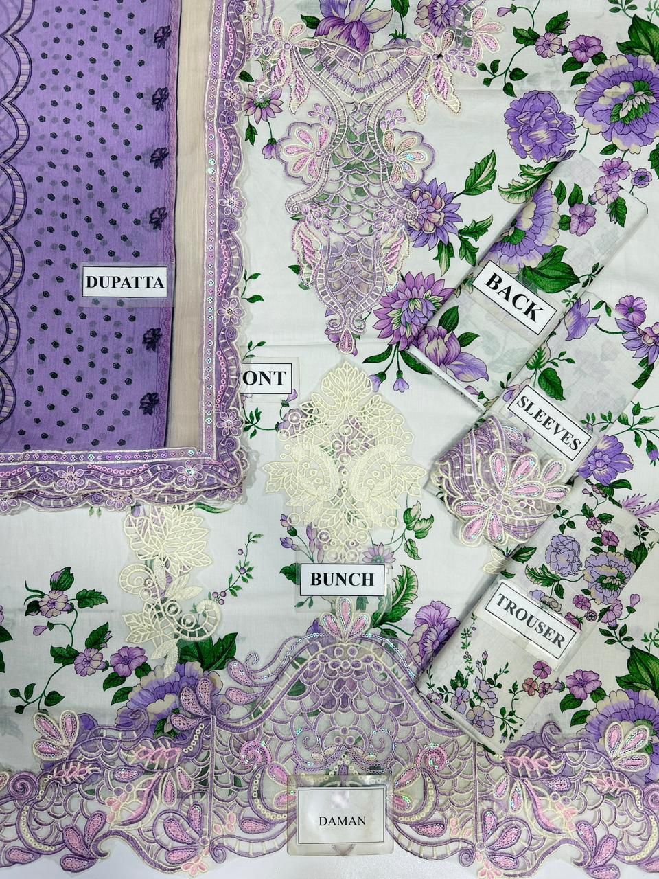 Luxury Printed Lawn Suit by NUREH with Thread & Sequence Work