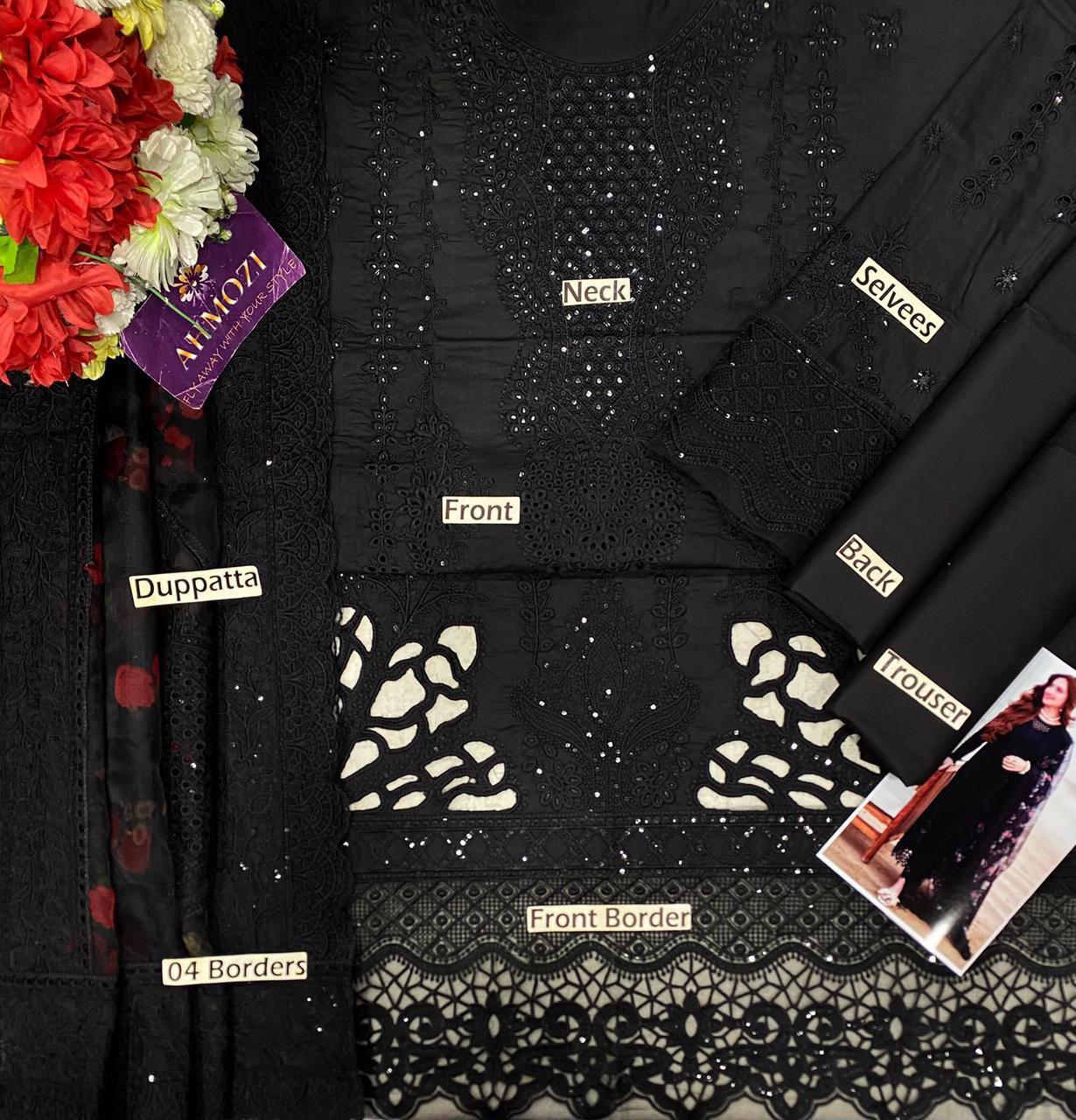 Designer NUREH Chikankari Embroidered 3 Piece Suit