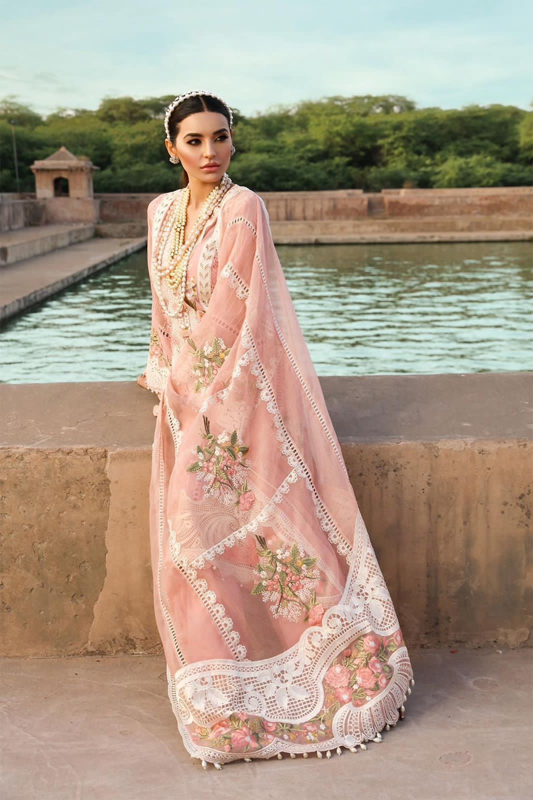 Crimson Luxury Lawn Eid Collection | Heavy Embroidered Organza Dupatta Suit