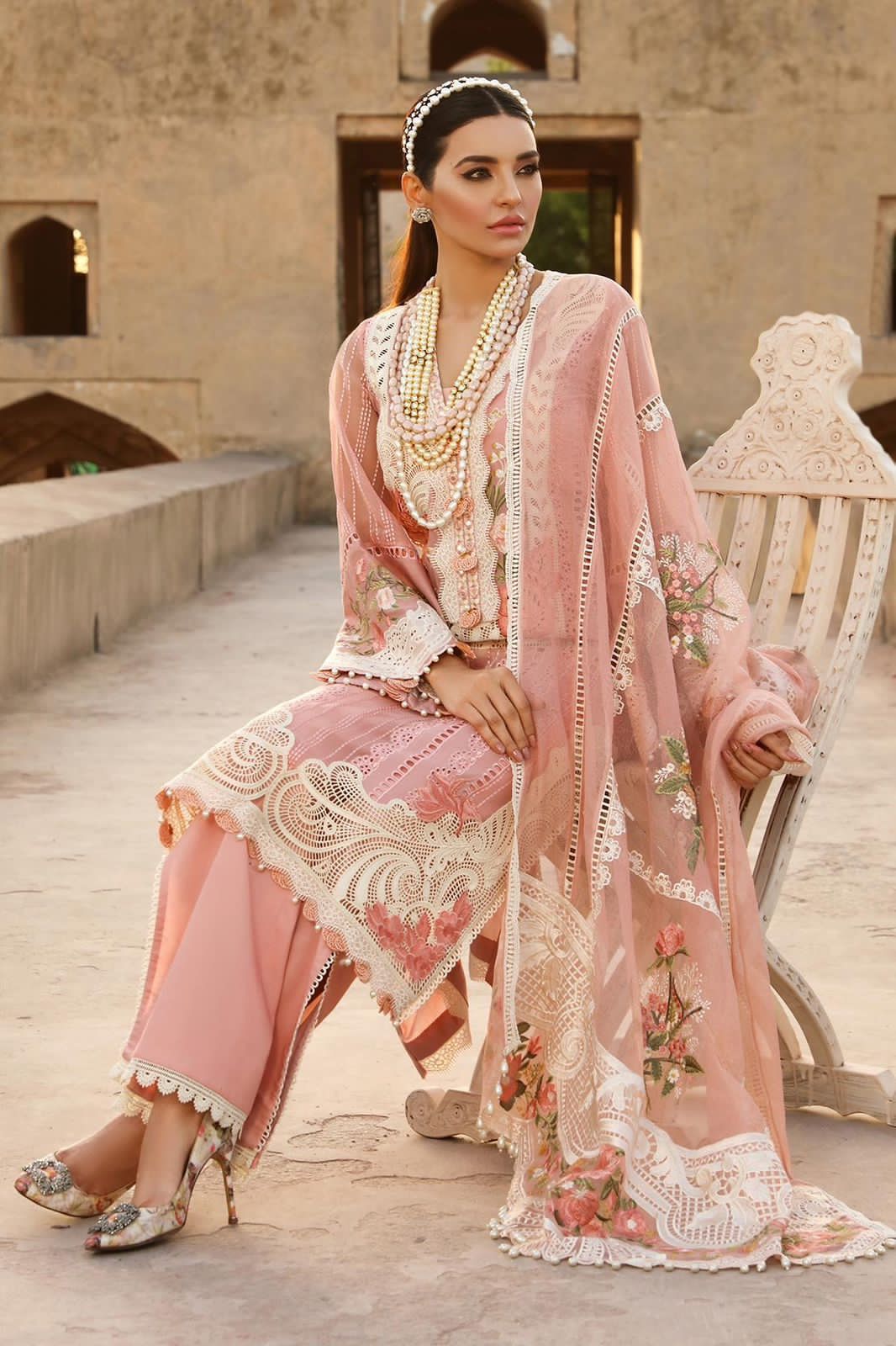 Crimson Luxury Lawn Eid Collection | Heavy Embroidered Organza Dupatta Suit