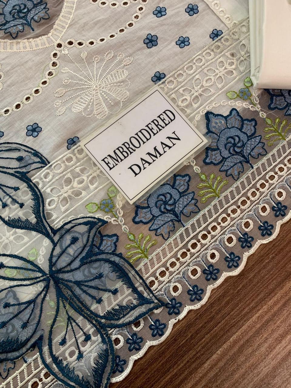 Mahnur Luxury Chikankari Cotton Lawn Suit | Embroidered Chiffon Dupatta Collection