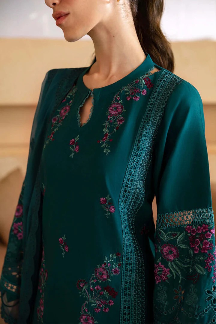 Azure Premium Chikankari Lawn Suit | Embroidered Khaadi Net Dupatta Collection