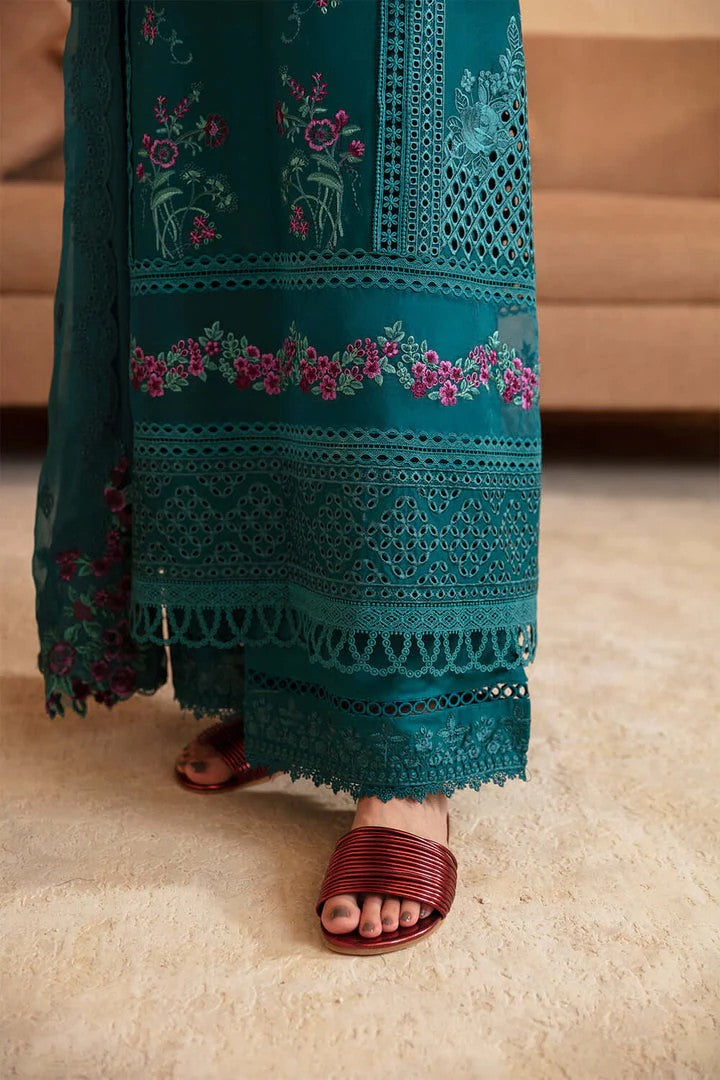 Azure Premium Chikankari Lawn Suit | Embroidered Khaadi Net Dupatta Collection