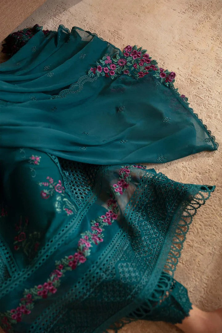 Azure Premium Chikankari Lawn Suit | Embroidered Khaadi Net Dupatta Collection