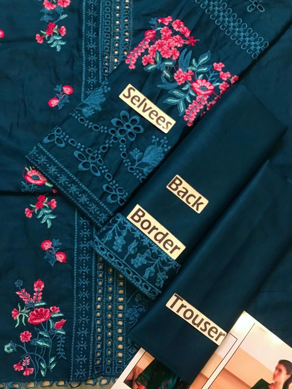 Azure Premium Chikankari Lawn Suit | Embroidered Khaadi Net Dupatta Collection
