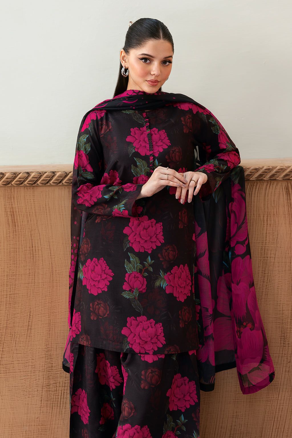 Afsanah Swiss Lawn Suit with Silk Dupatta | Premium Digital Print Collection