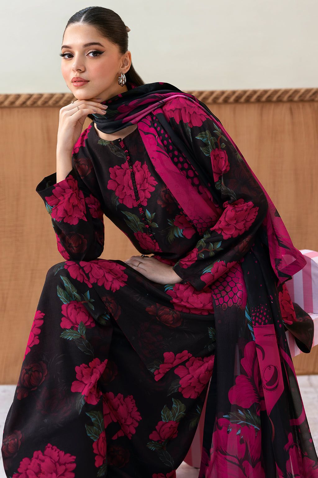 Afsanah Swiss Lawn Suit with Silk Dupatta | Premium Digital Print Collection