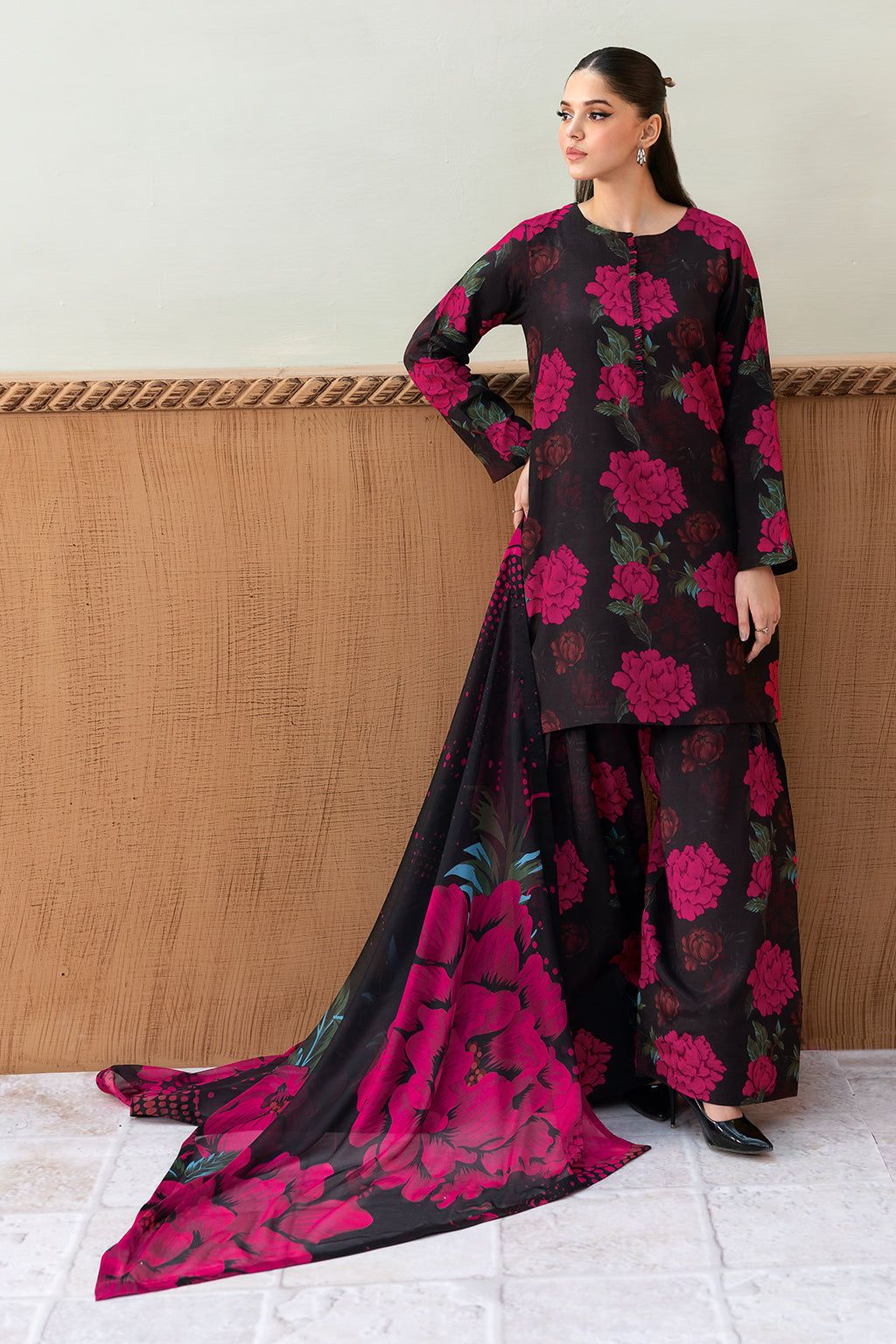 Afsanah Swiss Lawn Suit with Silk Dupatta | Premium Digital Print Collection