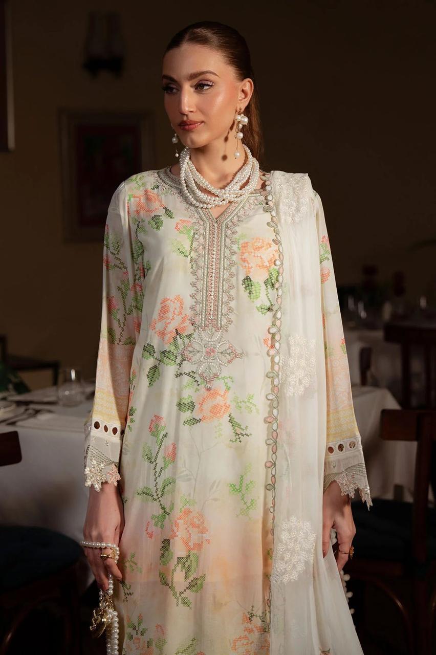 Nureh Lawn Collection 2026 | Printed Lawn Suit with Embroidered Chiffon Dupatta