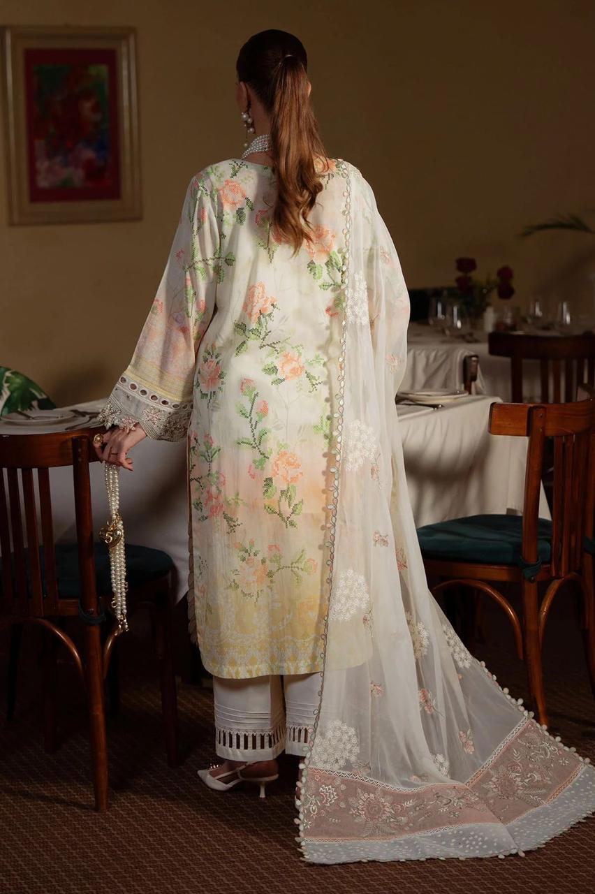 Nureh Lawn Collection 2026 | Printed Lawn Suit with Embroidered Chiffon Dupatta