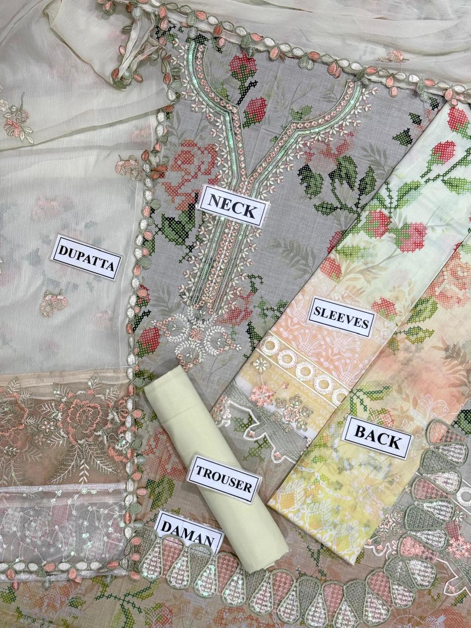 Nureh Lawn Collection 2026 | Printed Lawn Suit with Embroidered Chiffon Dupatta