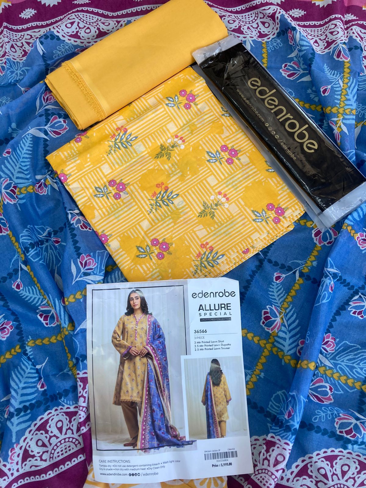 EDENROBE Allure Special – Premium Digital Printed Lawn 3 Piece Suit