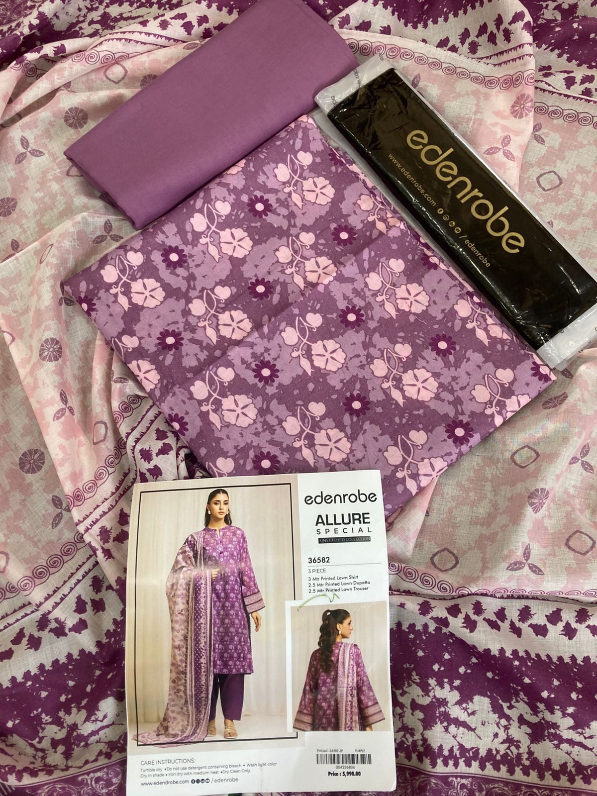 EDENROBE Allure Special – Premium Digital Printed Lawn 3 Piece Suit