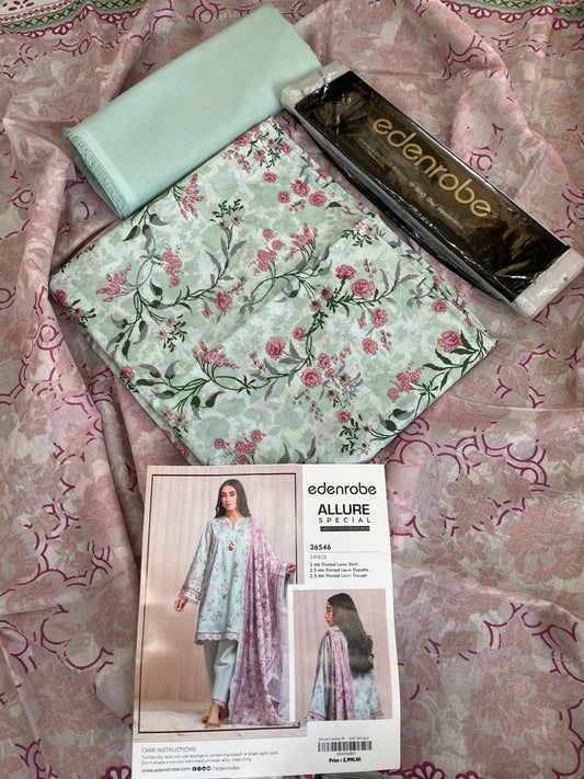 EDENROBE Allure Special – Premium Digital Printed Lawn 3 Piece Suit