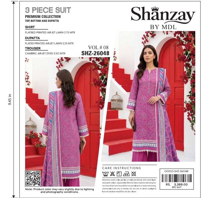 SHANZAY by MDL – Premium Digital Printed Lawn 3 Piece SuitSHANZAY by MDL – Premium Digital Printed Lawn 3 Piece Suit