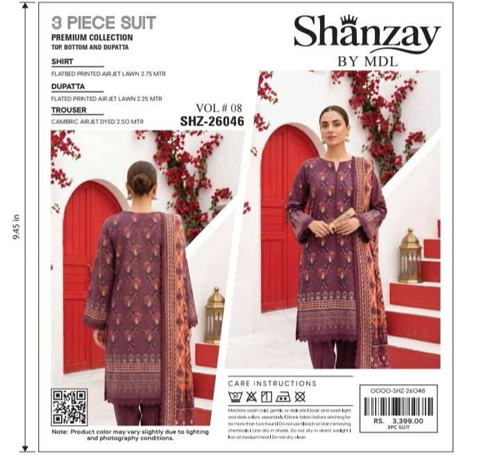 SHANZAY by MDL – Premium Digital Printed Lawn 3 Piece SuitSHANZAY by MDL – Premium Digital Printed Lawn 3 Piece Suit