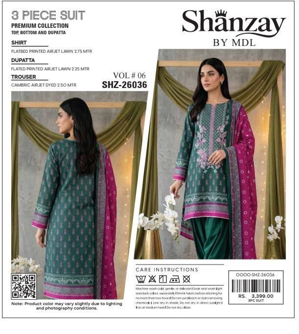 SHANZAY by MDL – Premium Digital Printed Lawn 3 Piece SuitSHANZAY by MDL – Premium Digital Printed Lawn 3 Piece Suit