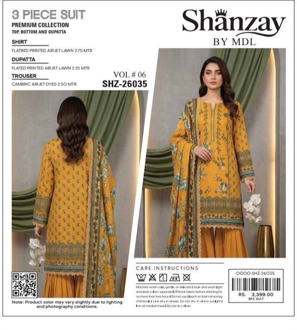 SHANZAY by MDL – Premium Digital Printed Lawn 3 Piece SuitSHANZAY by MDL – Premium Digital Printed Lawn 3 Piece Suit