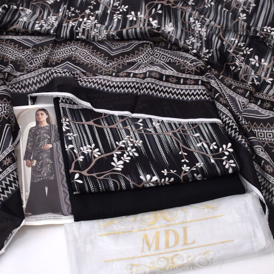 MONOCHROM by MDL – Premium Digital Printed Lawn 3 Piece Suit