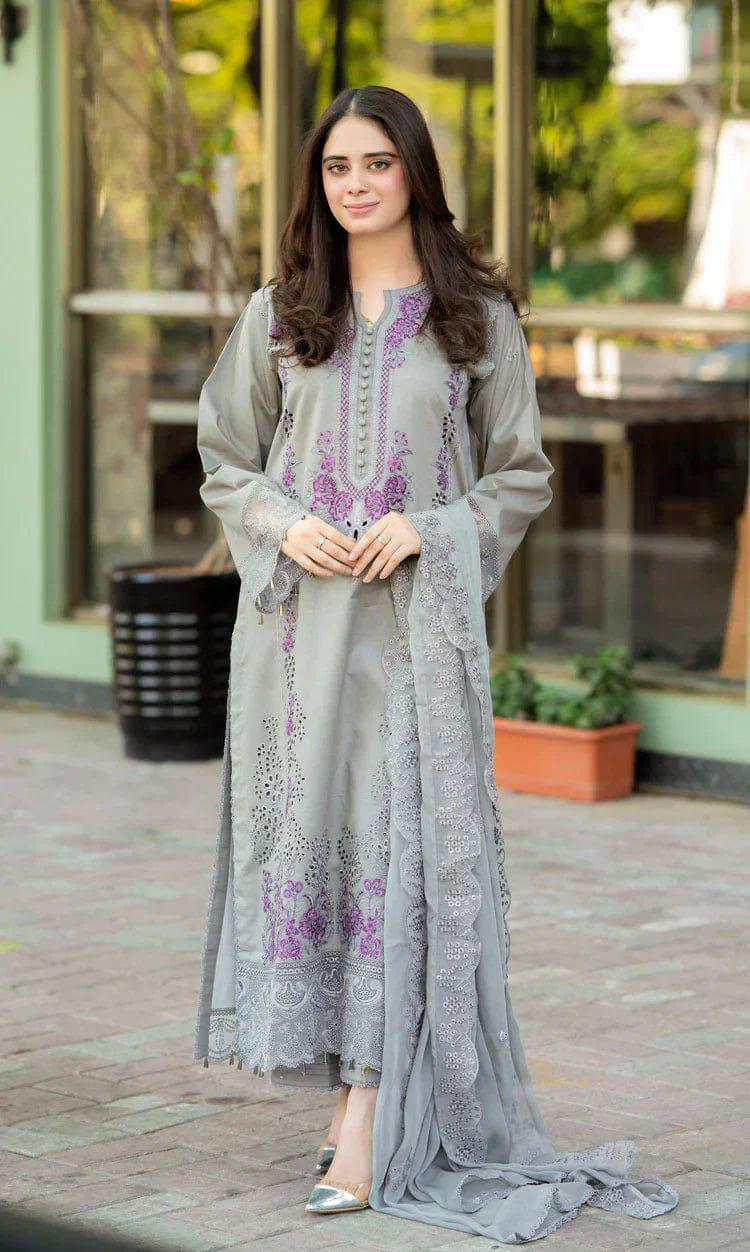MUSHQ Luxury Embroidered Lawn Cotton 3 Piece Suit