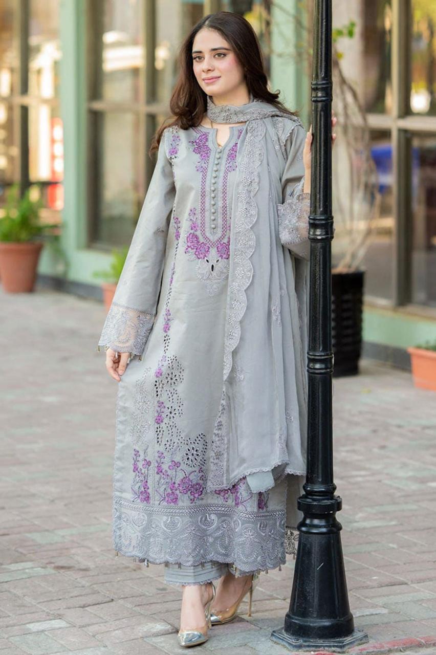 MUSHQ Luxury Embroidered Lawn Cotton 3 Piece Suit